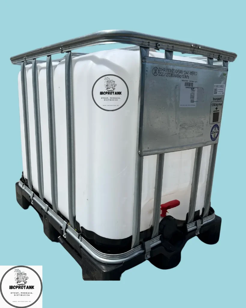 Korišćena IBC cisterna 600L – plastificirana paleta